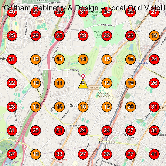 Gotham Cabinetry & Design GeoGrid visibility map for Carpenter in None